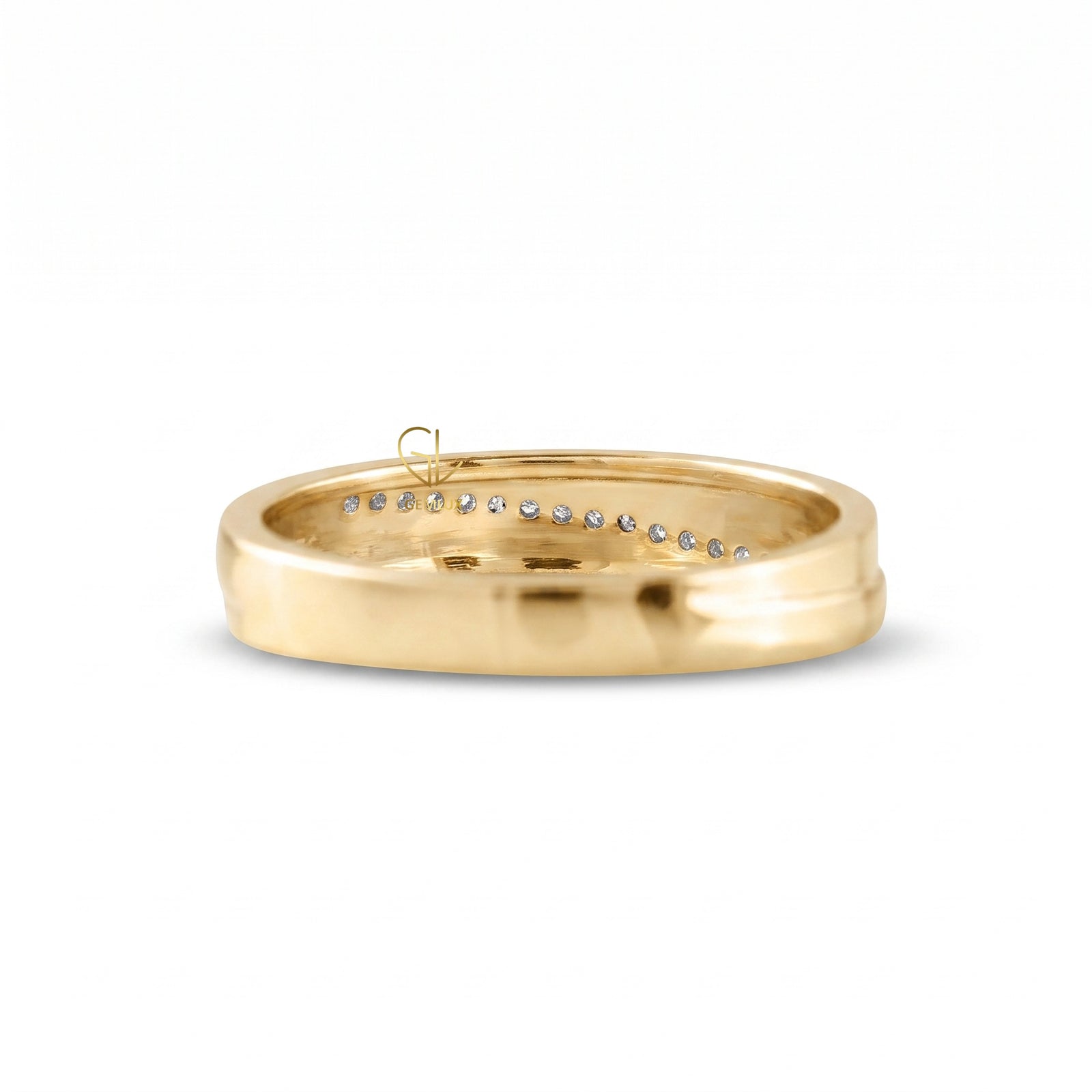 Lab Grown Pave Set White Gold Wedding Band For Her