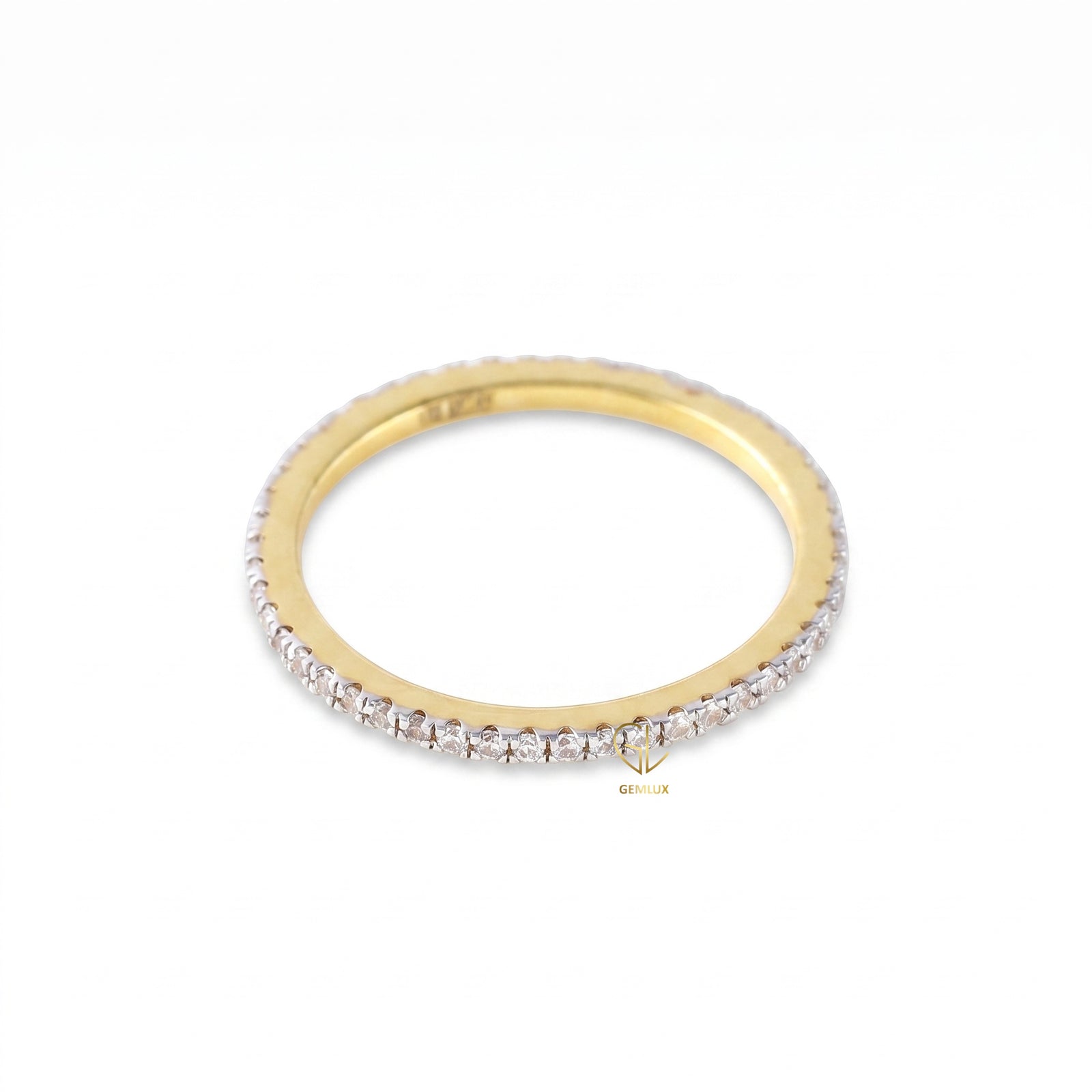 Lab Grown Round Cut Two Tone Stackable Wedding Band