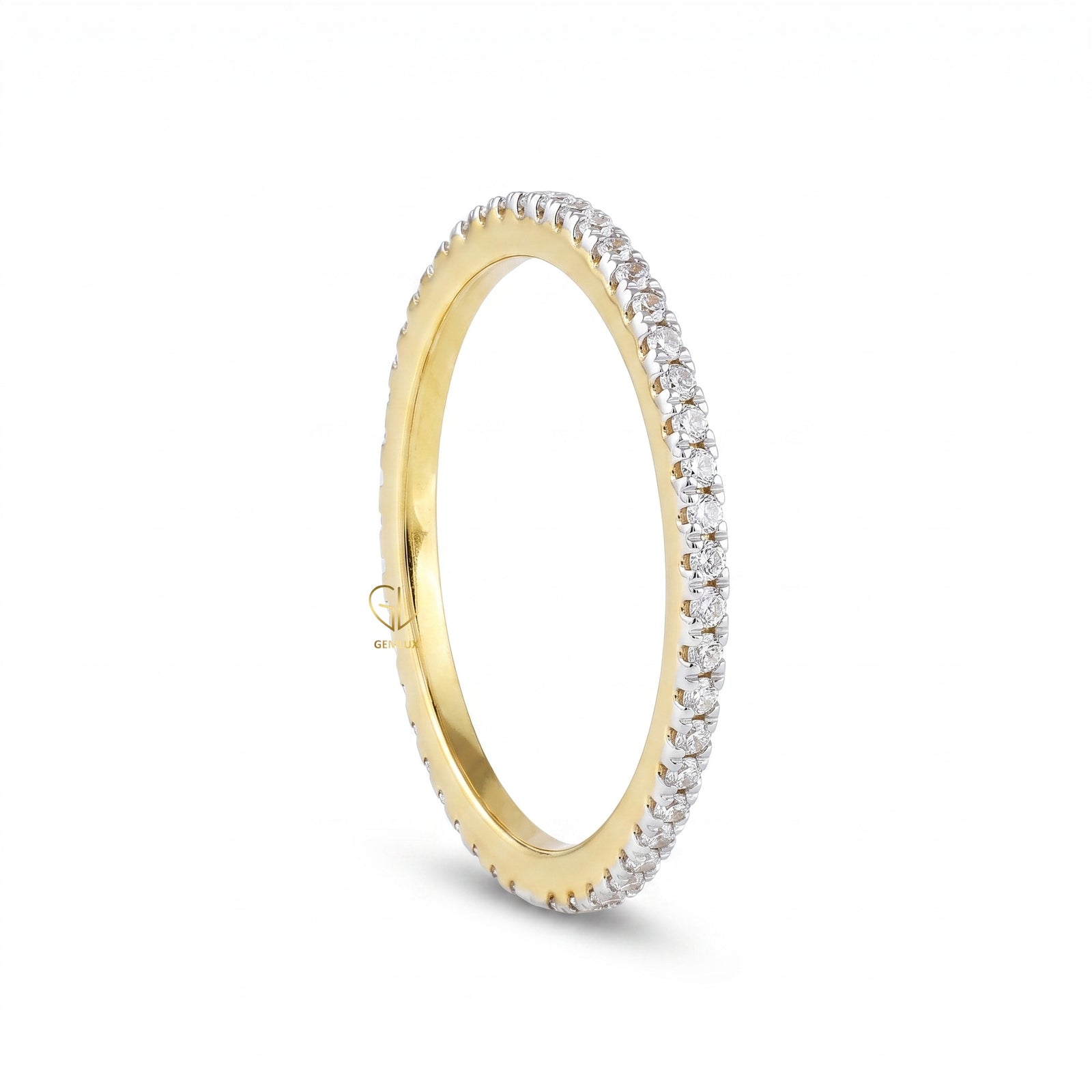 Lab Grown Round Cut Two Tone Stackable Wedding Band