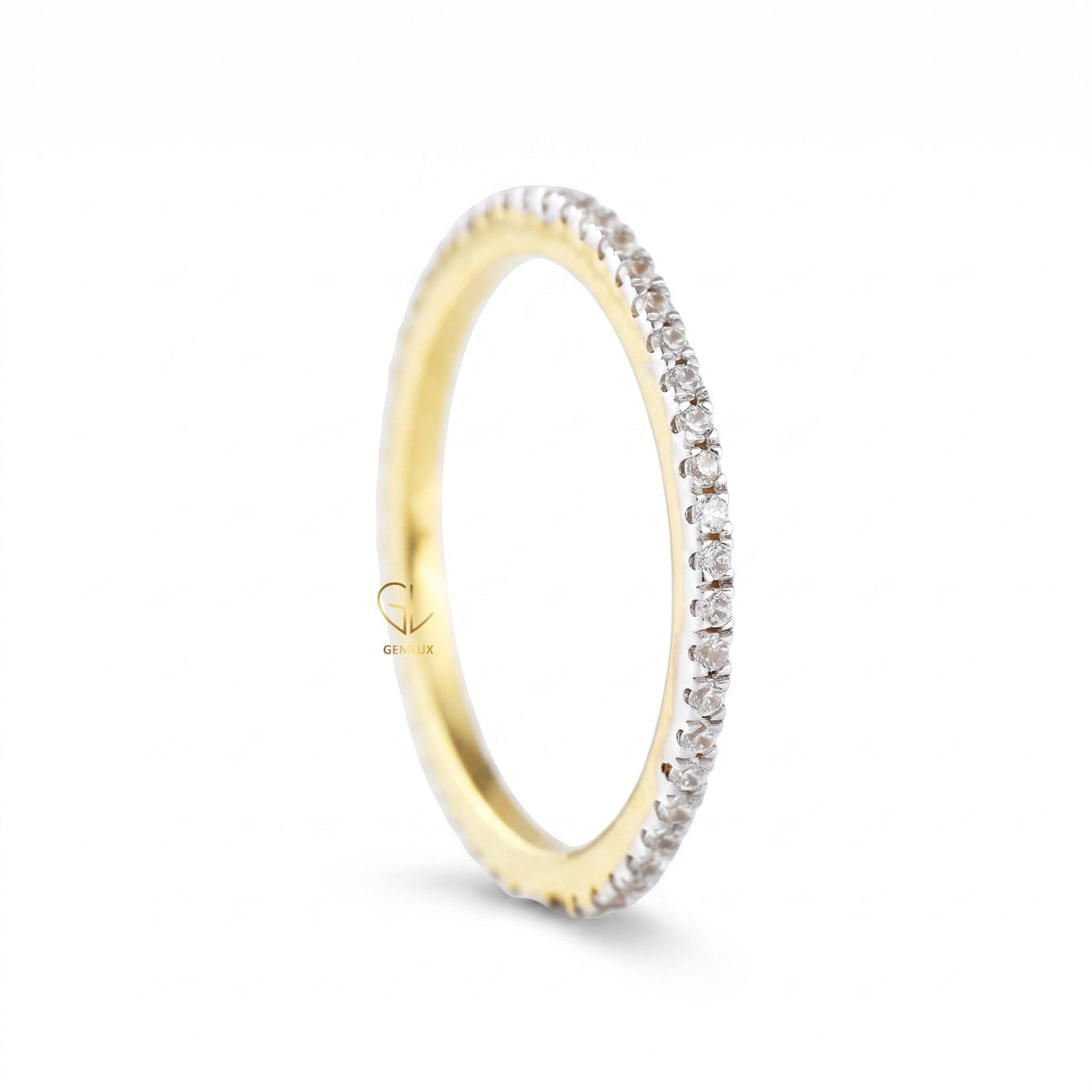 Lab Grown Round Cut Two Tone Stackable Wedding Band