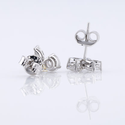 Lab Grown Round & Marquise Cut Stud Earrings
