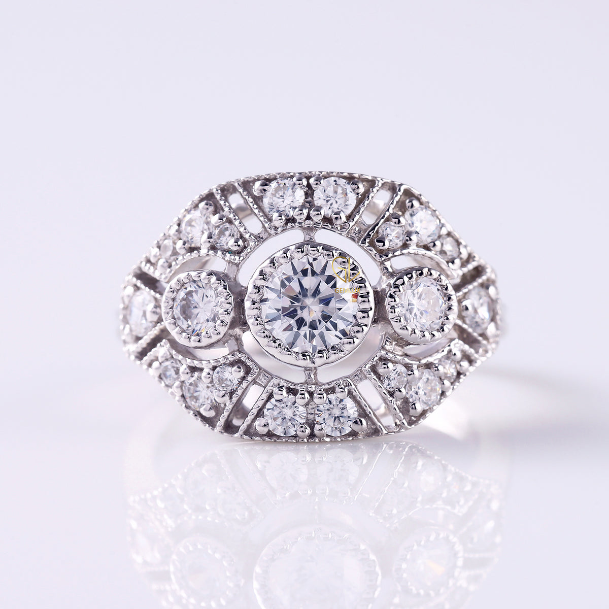 Lab Diamond Vintage Art Deco Edwardian Ring