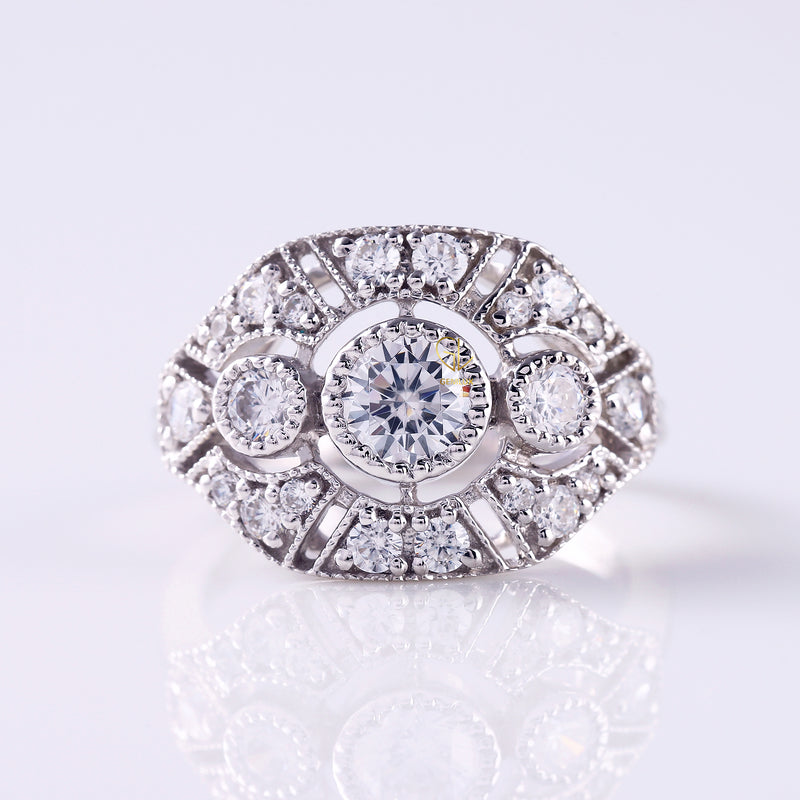 Lab Diamond Vintage Art Deco Edwardian Ring