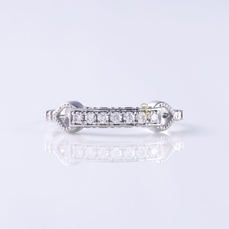 Lab Grown Diamond Art Deco Vintage Milgrain Wedding Band