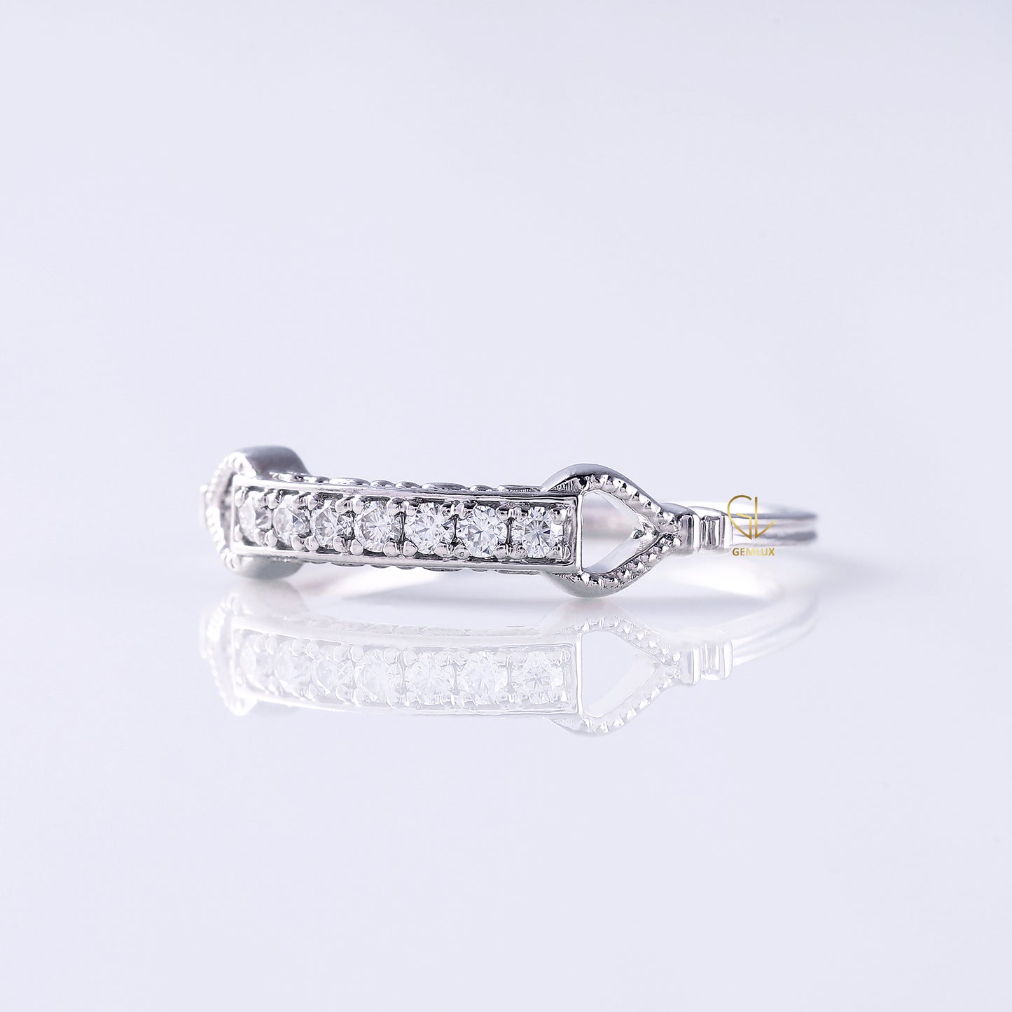 Lab Grown Diamond Art Deco Vintage Milgrain Wedding Band