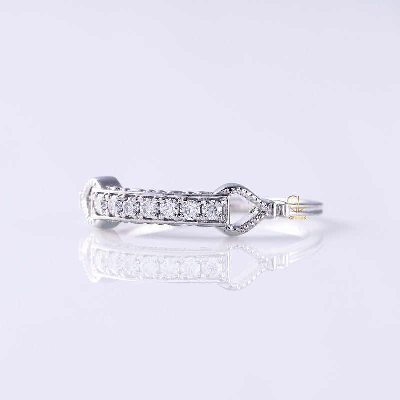 Lab Grown Diamond Art Deco Vintage Milgrain Wedding Band