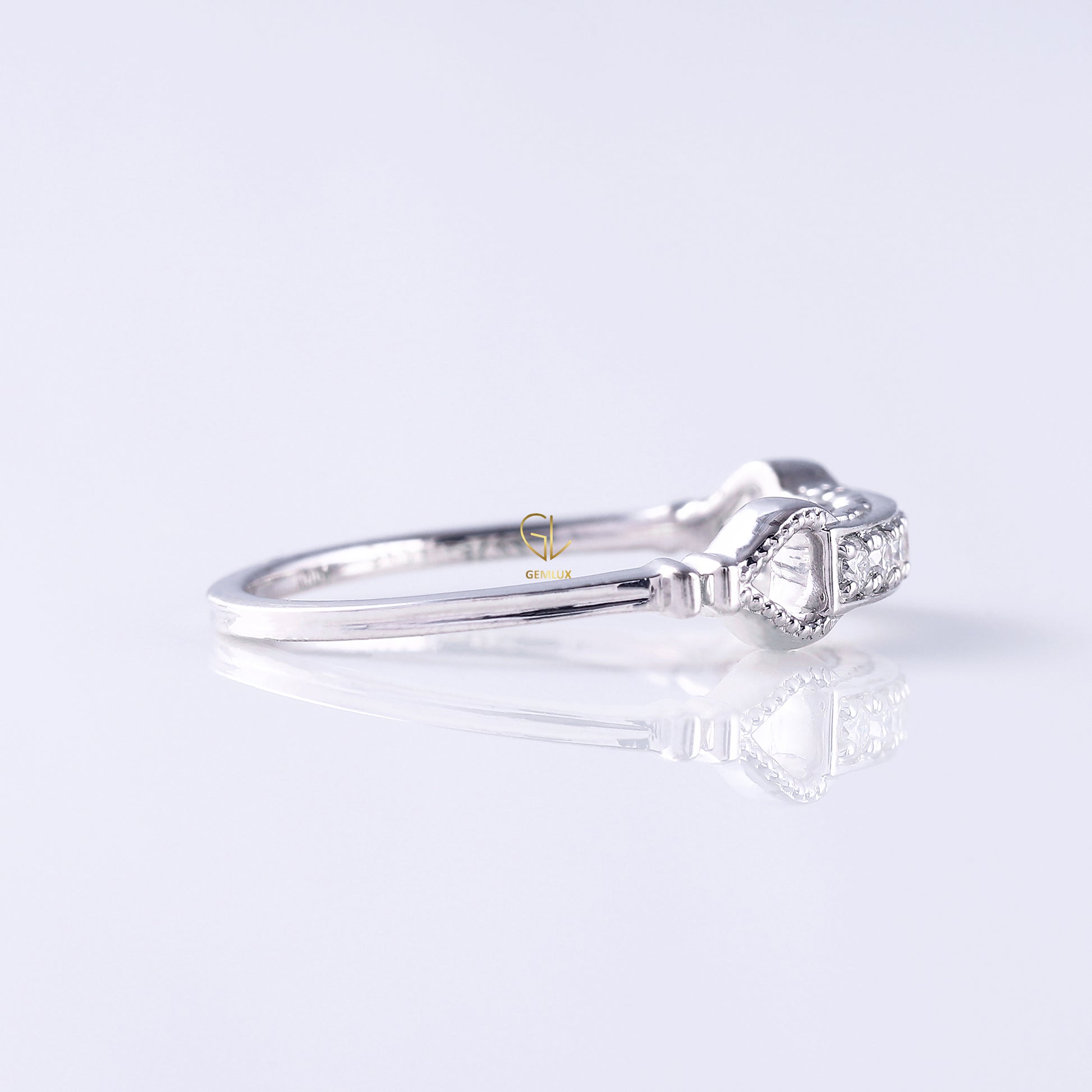 Lab Grown Diamond Art Deco Vintage Milgrain Wedding Band