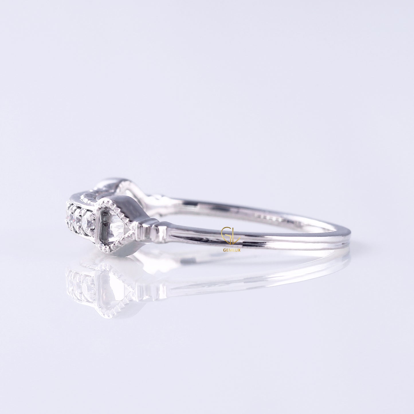 Lab Grown Diamond Art Deco Vintage Milgrain Wedding Band