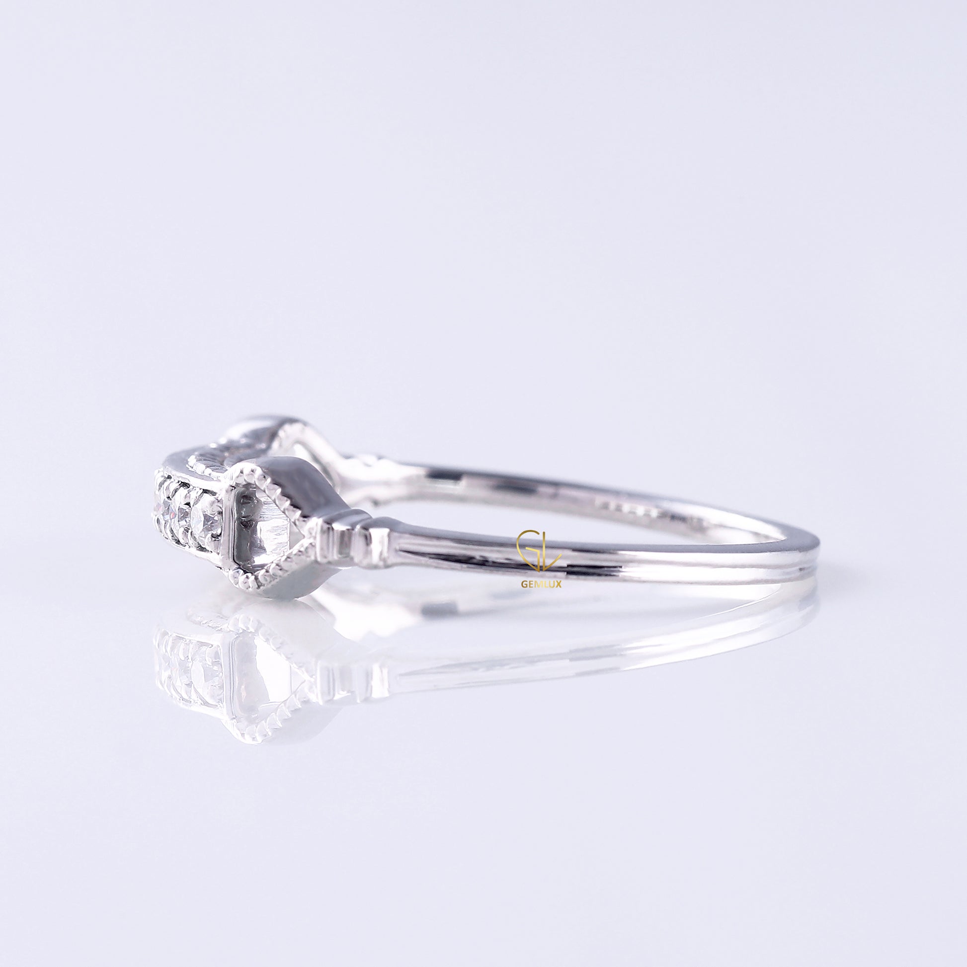 Lab Grown Diamond Art Deco Vintage Milgrain Wedding Band