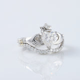 Lab Grown Heart Shape Claddagh Ring Set