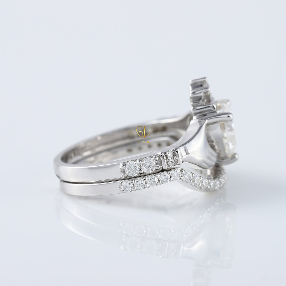 Lab Grown Heart Shape Claddagh Ring Set