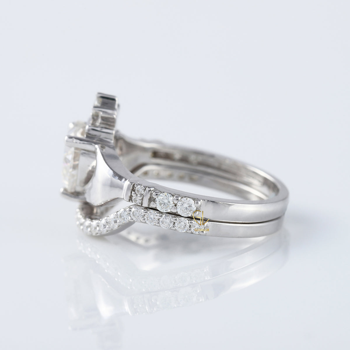Lab Grown Heart Shape Claddagh Ring Set