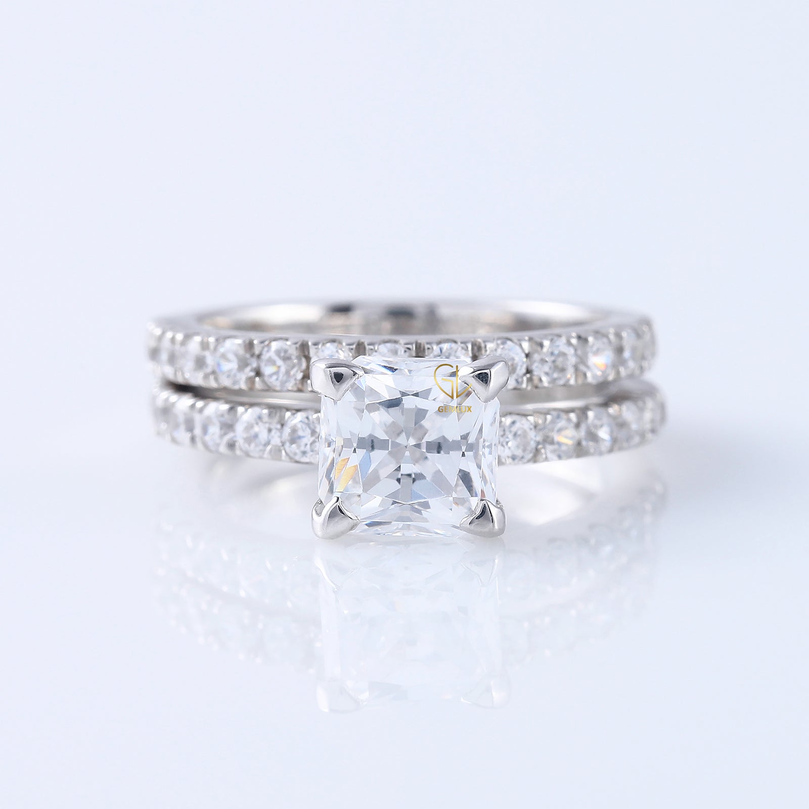 Lab Grown Princess Cut Diamond Ring Set