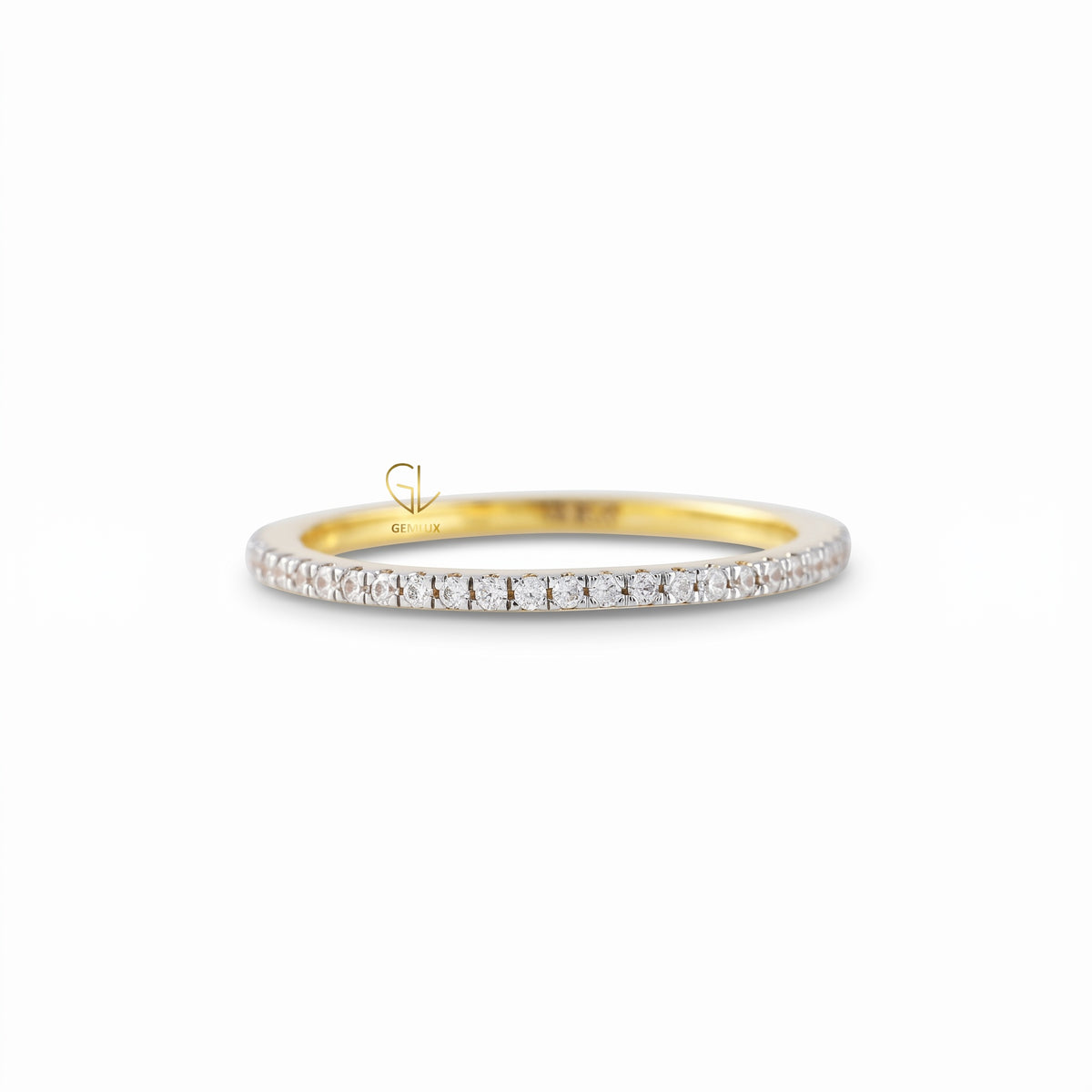 Lab Grown Round Cut Two Tone Stackable Wedding Band