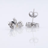 Lab Grown Round & Marquise Cut Floral Design Stud Earrings