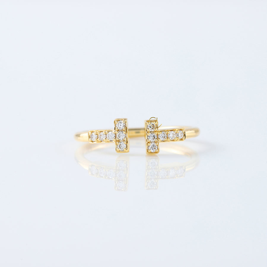 Lab Grown T Diamond Wire Ring - Yellow Gold