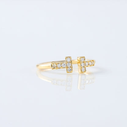 Lab Grown T Diamond Wire Ring - Yellow Gold