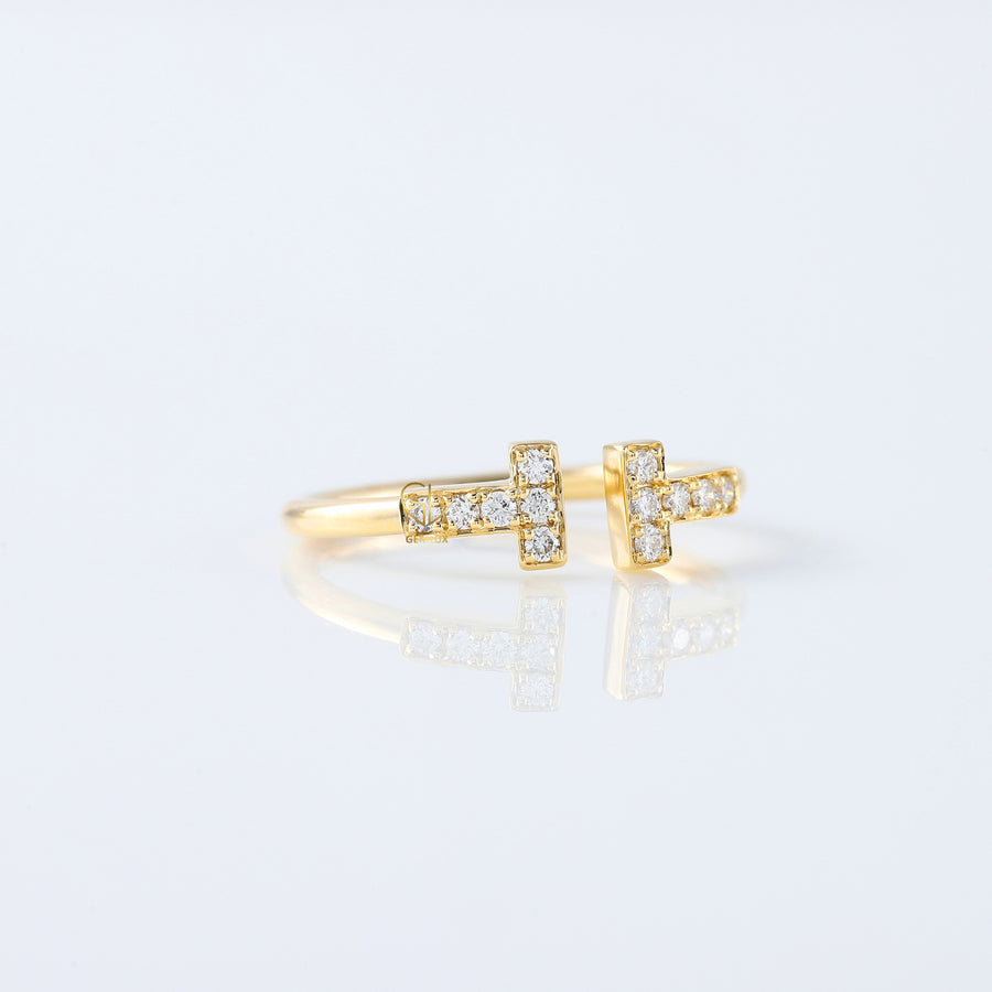 Lab Grown T Diamond Wire Ring - Yellow Gold