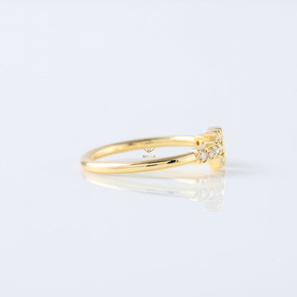 Lab Grown T Diamond Wire Ring - Yellow Gold