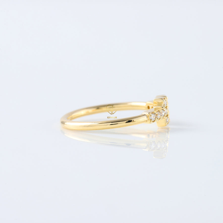 Lab Grown T Diamond Wire Ring - Yellow Gold