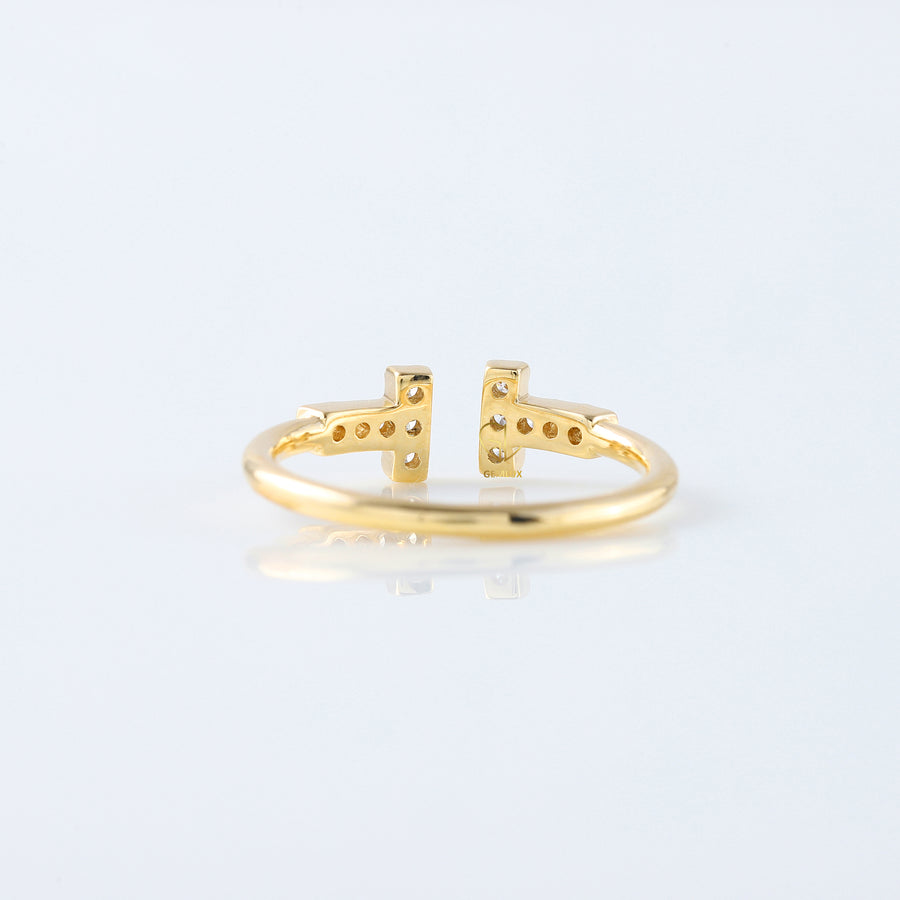 Lab Grown T Diamond Wire Ring - Yellow Gold