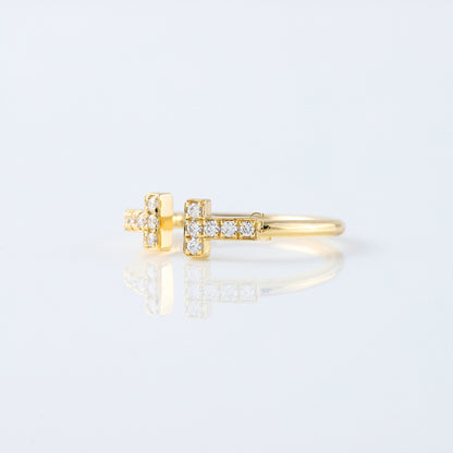 Lab Grown T Diamond Wire Ring - Yellow Gold