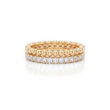 Lab-grown diamond eternity band with gold bubble bead stackable ring set | By Gemlux Jewels