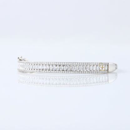 Luxury Marquise & Round Cut Lab Grown Bangle Bracelet For Women