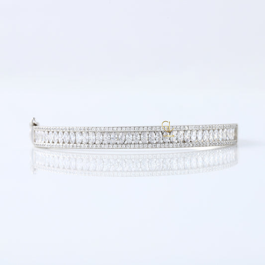 Luxury Marquise & Round Cut Lab Grown Bangle Bracelet For Women
