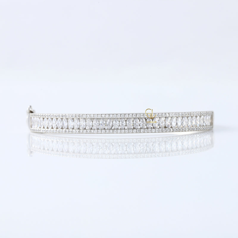 Luxury Marquise & Round Cut Lab Grown Bangle Bracelet For Women