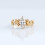 Lab-grown diamond engagement ring with nature-inspired vine detail, 10k yellow gold, Gemlux Engagement Collection