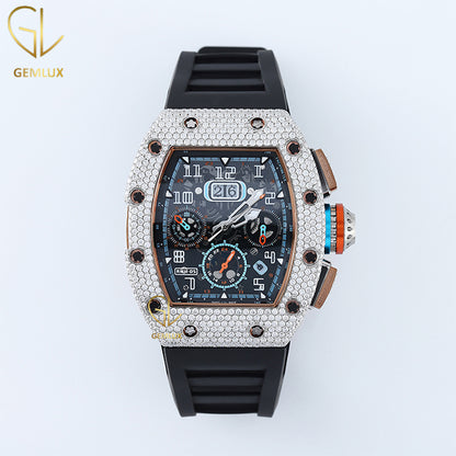 Luxury Wear Moissanite Diamond Chronograph Hip Hop Watch