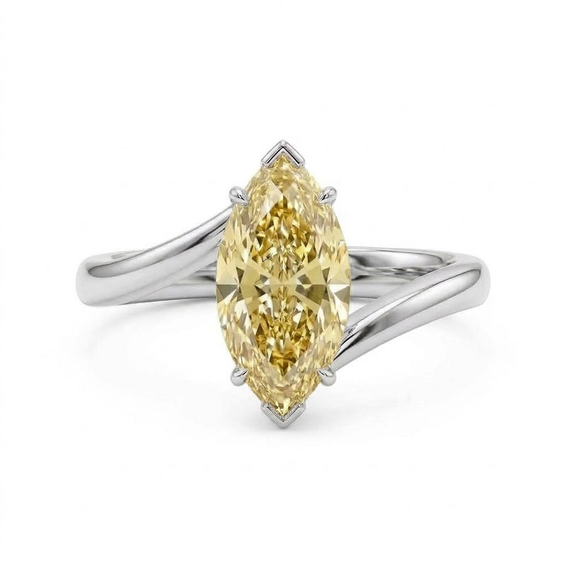 Markey Ring Fancy Yellow Marquise Lab Grown Diamond Engagement Ring
