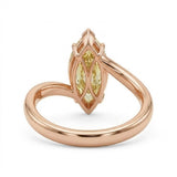 Markey ring with fancy yellow marquise lab grown diamond and bypass yellow gold band
