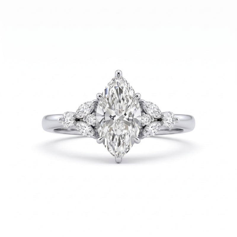 Marquise Cluster Lab Grown diamond Engagement Ring