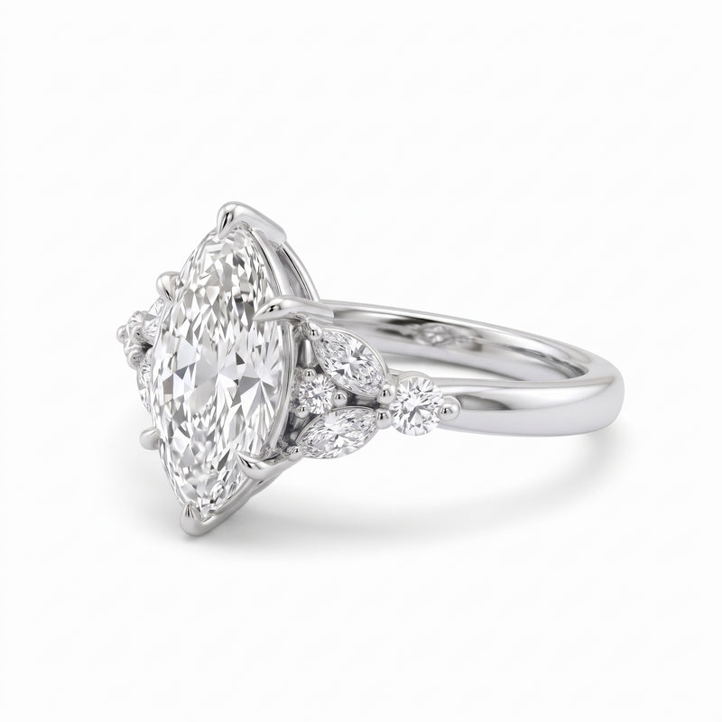 Marquise Cluster Lab Grown diamond Engagement Ring