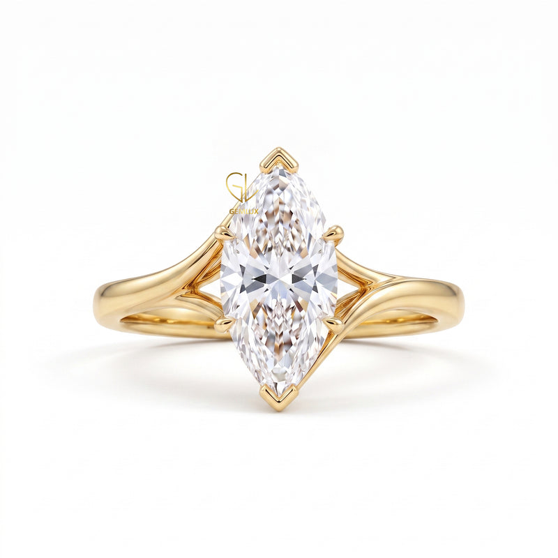 Marquise Cut Lab-Grown Diamond Split Shank Solitaire Engagement Ring