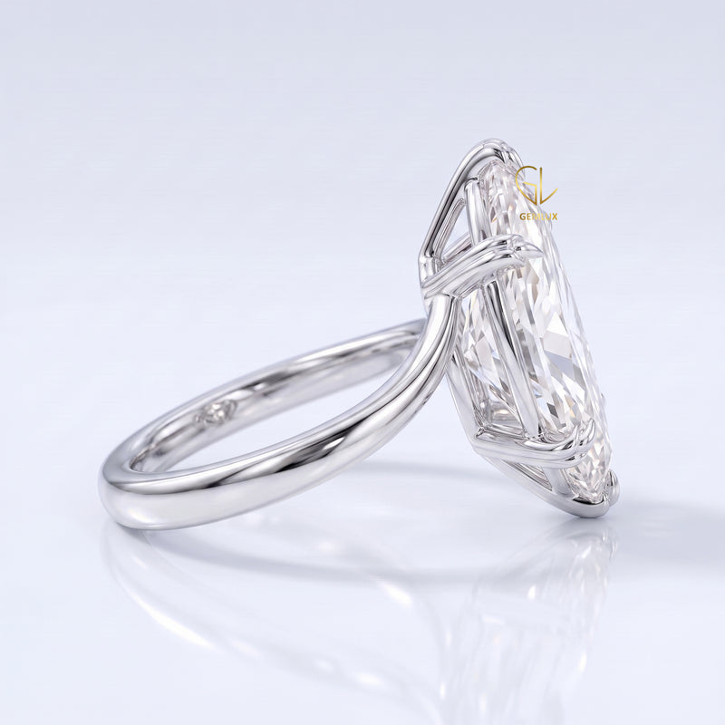 Marquise Cut Lab-Grown Diamond Swirl Bypass Solitaire Ring in White Gold