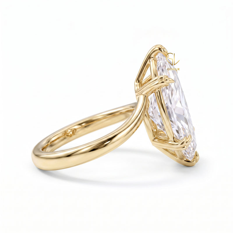 Marquise Cut Lab-Grown Diamond Swirl Bypass Solitaire Ring in White Gold