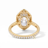 Marquise Cut Lab Grown Diamond Hexagon Halo Engagement Ring in Solid Gold
