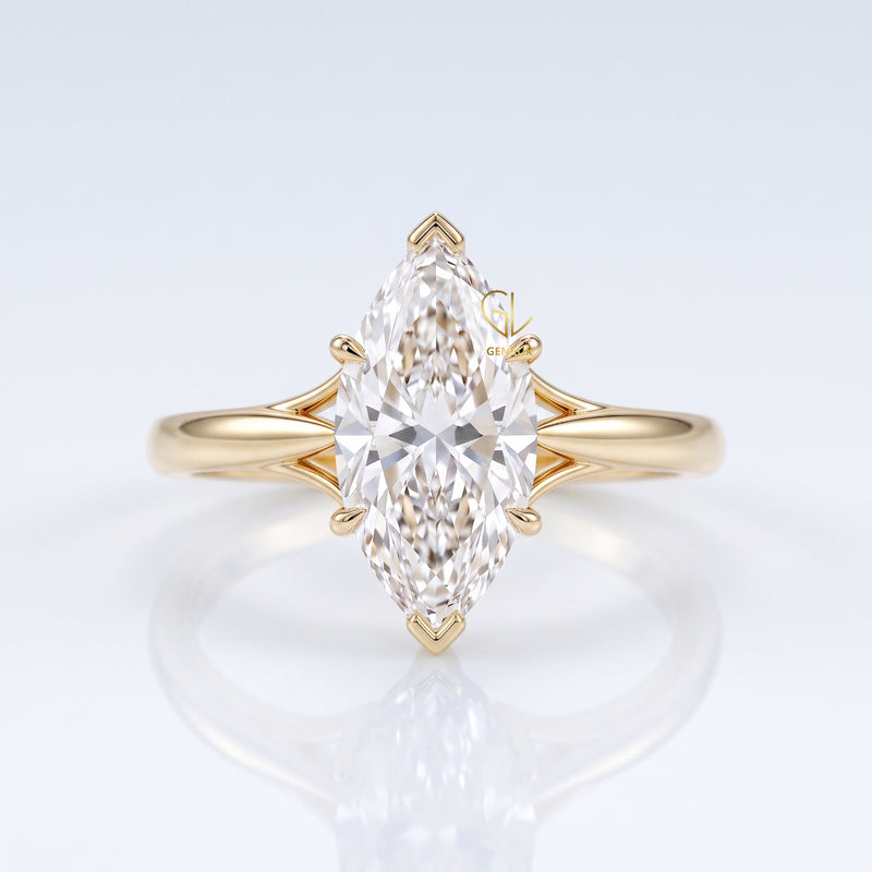 Marquise Cut Lab Grown Diamond Split Shank Solitaire Engagement Ring