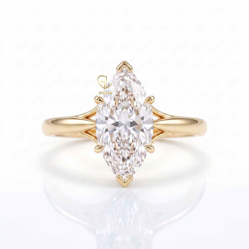 Marquise Cut Lab Grown Diamond Split Shank Solitaire Engagement Ring