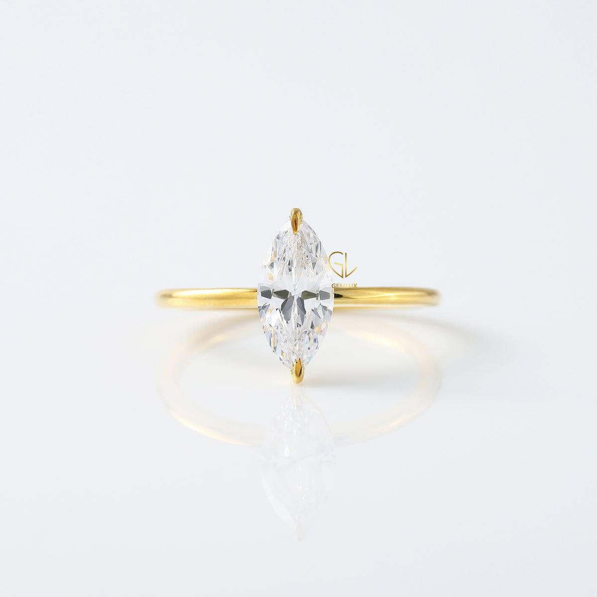 Marquise Cut Moissanite Diamond Solitaire Engagement Ring