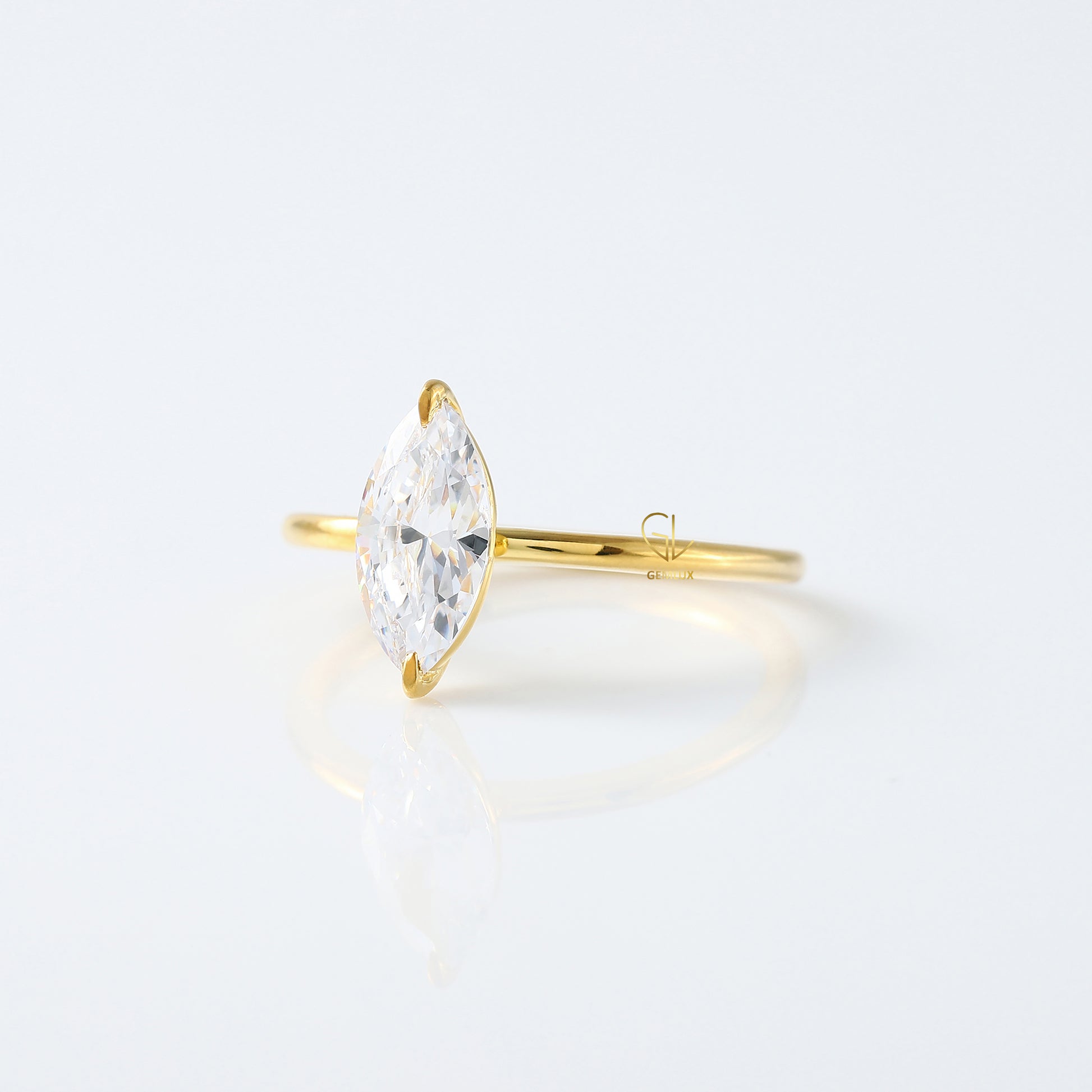 Marquise Cut Moissanite Diamond Solitaire Engagement Ring
