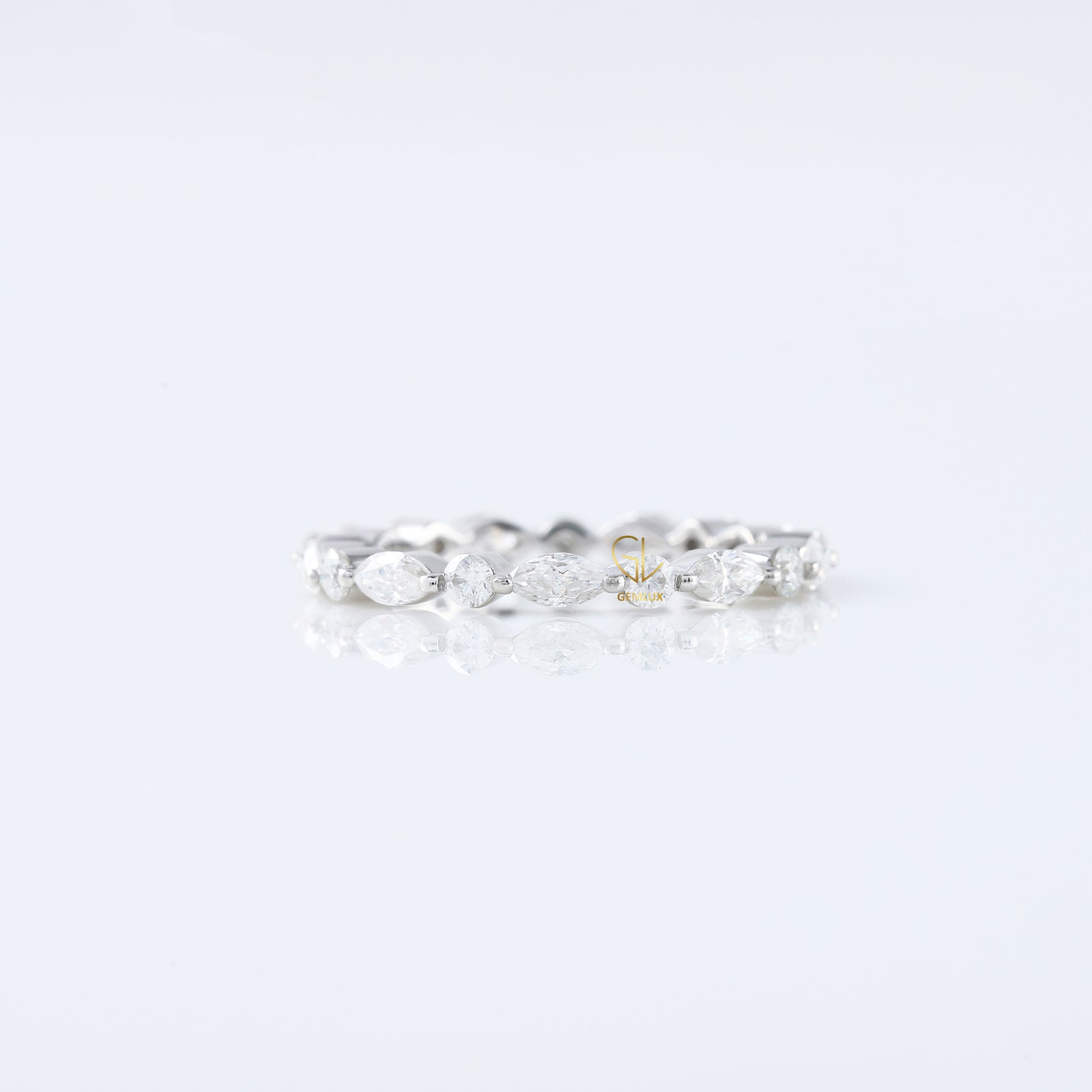 Marquise/Round Cut Moissanite Diamond Minimalist Eternity Wedding Band