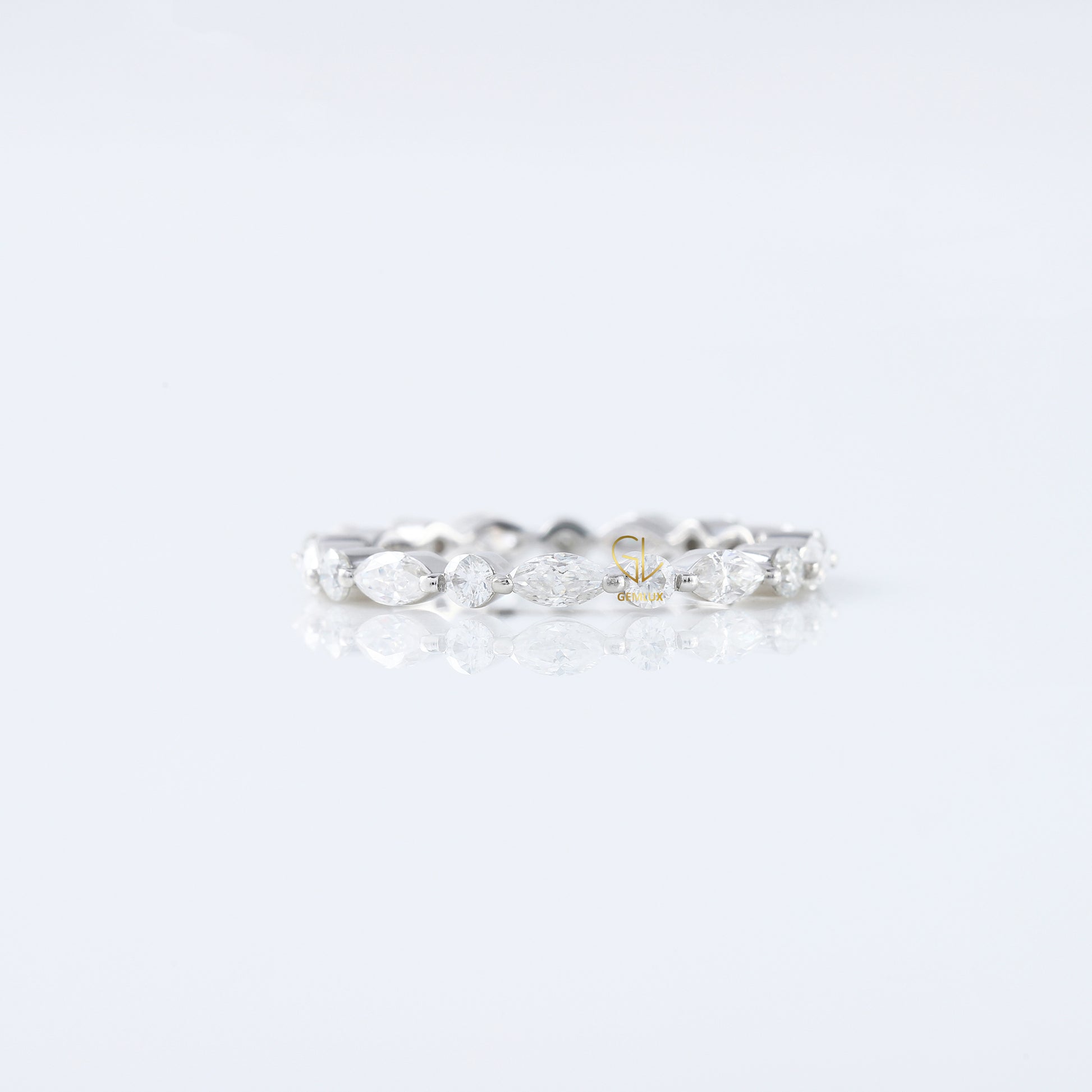 Marquise/Round Cut Moissanite Diamond Minimalist Eternity Wedding Band