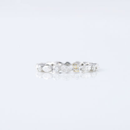 Marquise/Round Cut Moissanite Diamond Minimalist Eternity Wedding Band