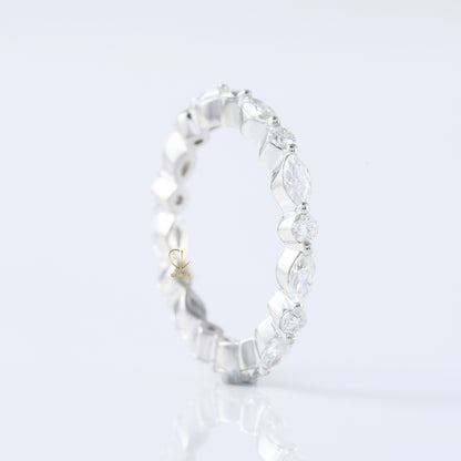 Marquise/Round Cut Moissanite Diamond Minimalist Eternity Wedding Band