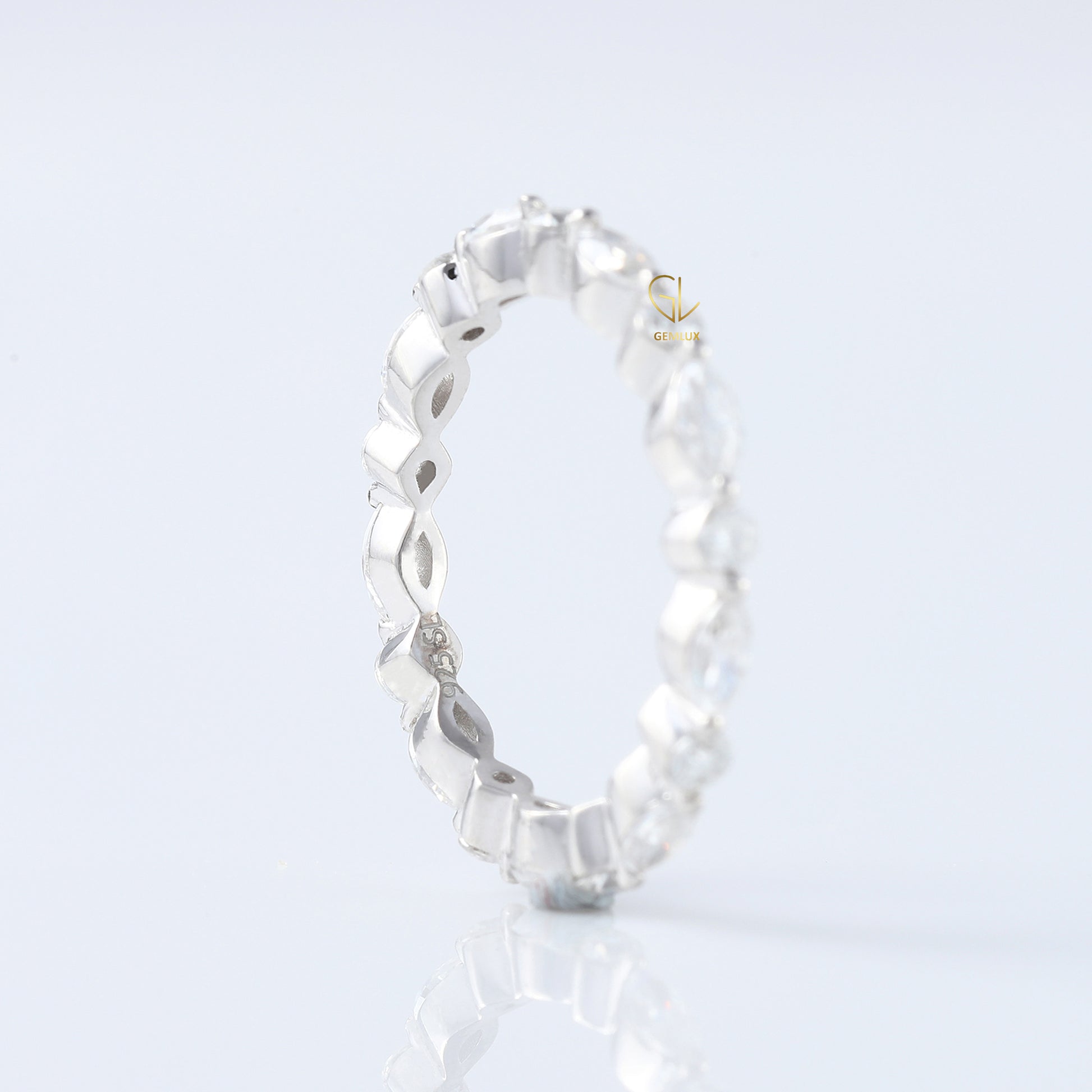 Marquise/Round Cut Moissanite Diamond Minimalist Eternity Wedding Band