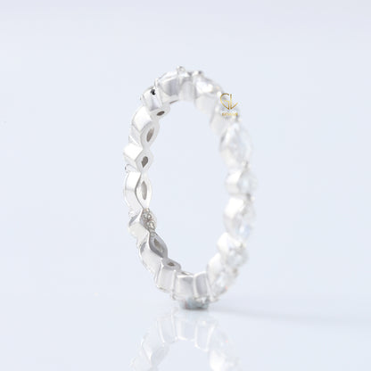 Marquise/Round Cut Moissanite Diamond Minimalist Eternity Wedding Band